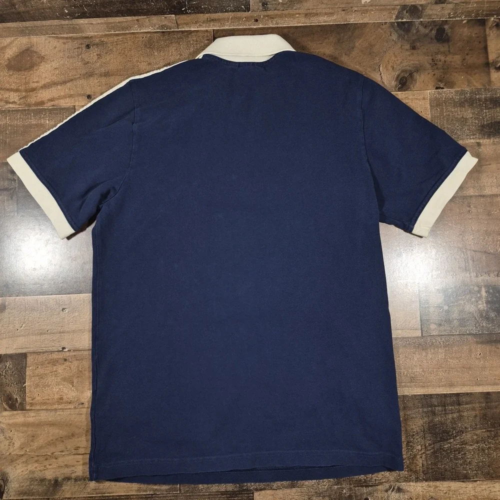 Adidas Originals Adicolor Classics Waffle Polo Shirt Mens Large Blue 3 Stripe